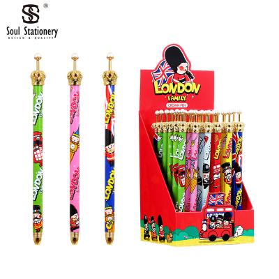 China 100% Eco-friendly Crown Tip Pen Carton London Tourist OEM ODM Souvenir Wholesale Supplies Customize Original Design Crown Ballpoint Pen for sale