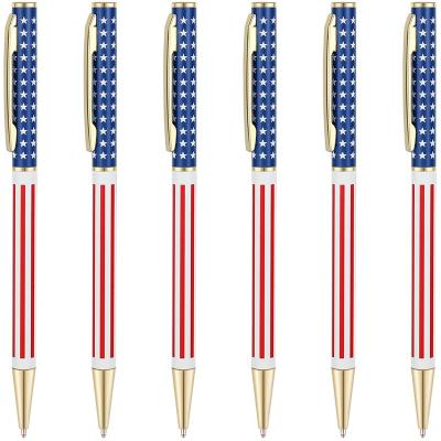 China office & Thin Ballpoint Pens Gold School Pen Wholesale OEM ODM Metal American Flag Design Promotion Souvenir Gift Patriotic Ballpoint Pen for sale