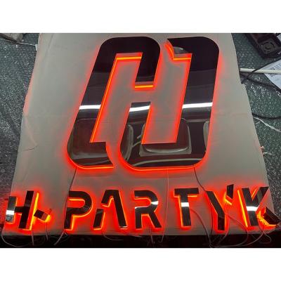 China Custom 3D Metal PC acrílico LED retroiluminado sinalização para Bar de aço inoxidável carta Logotipo de parede sinalização à venda