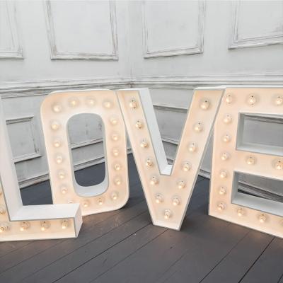 China Stainless Steel LED Metal Bulb Letters Signage for Office and Birthday Celebration for sale