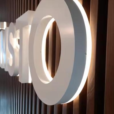 China PVC Outdoor Roestvrijstalen Logo Bedrijfsmuur LED Metalen Sneeuw Achtergrond Letters Te koop