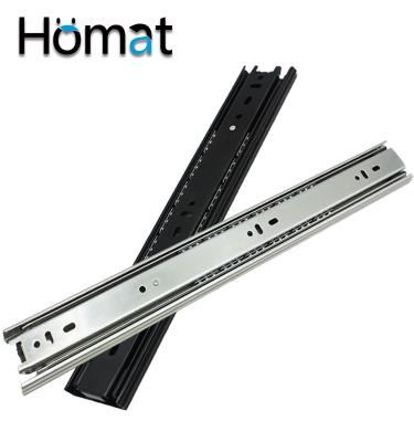 China Homat Channel Modern 3 Fold Telescopic Drawer Slides Side Mounted Ball Bearing Drawer Slide For Cabinet for sale