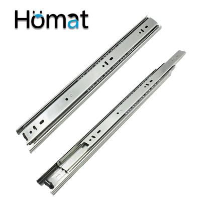 China Modern Homat Furniture Hardware 3 Fold Ball Bearing Drawer Slide Cabinet Drawer Slide Rail for sale