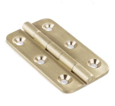 China Contemporary Brushed Solid Brass End Hinges For Cabinet Doors Furniture Round Mortise Corner Brass Hinge With Screws for sale