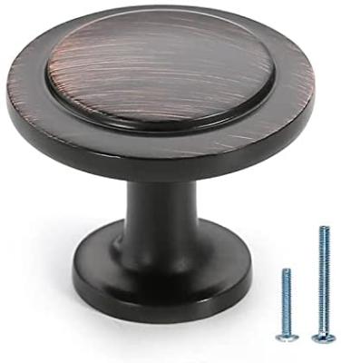 China Easy Installation Round Brushed Kitchen Cabinet Knobs Oil Rubbed Bronze , 1.2