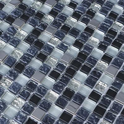 China 300x300mm bathroom glass stone mosaic tile,mosaic wall tiles,blue color for sale