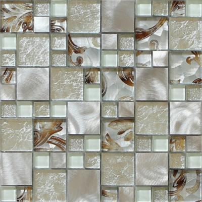 China 300x300mm glass mosaic wall tile,aluminum mosaic wall tile,white color for sale