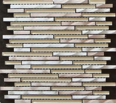 China 300x300mm mosaic bathroom wall tile,aluminum strip mosaic,beige color for sale