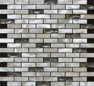 China 300x300mm linear glass tile,aluminum strip mosaic wall tile,grey color for sale