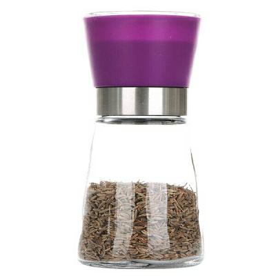 China RUNDE Sustainable Wholesale Manual 180ml Adjustable Salt Grinder For Spices With Purple Lid for sale