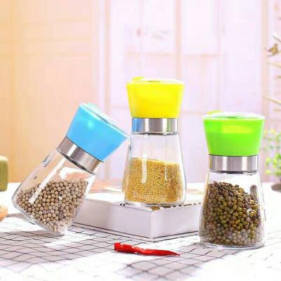 China RUNDE 180ml Viable Glass Salt Crusher Bottles With Yellow Adjustment Knob for sale