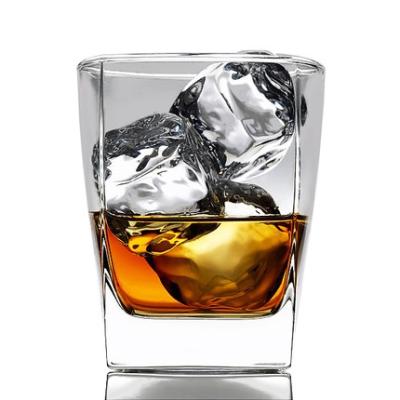 China 300mL Reuse Customized Logo Square Bottom Whiskey Glass Top Circle Whiskey Glass Cup for sale