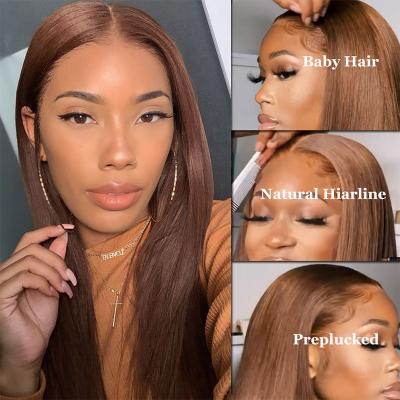 China Regular Wave Brown Human Hair Wigs 13x4 Lace Front Human Hair Wig For Women Glueless Full Lace Brazilian Hair Wig for sale