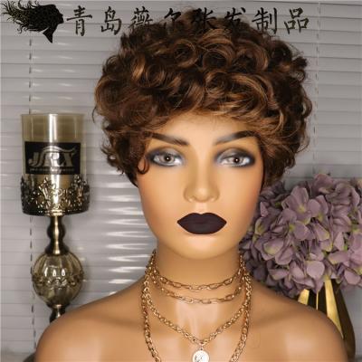 China Curly Short Straight Lace Front Human Wigs For UDU Color Women's Hair Pre Plucke Wigs Pixie Cut Wigs Short Curly for sale