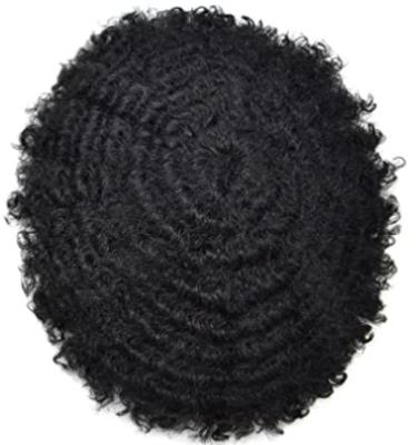 China Afro Wave Fashion Afro Hairpiece For Men African Wigs Lace Up With Invisible PU Base for sale