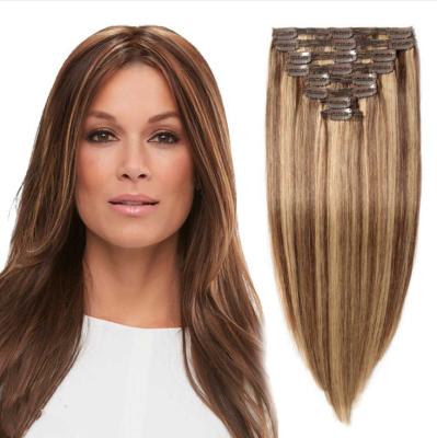 China Hot Selling Hair Weft Sewing Machine Factory Direct Wholesale Customized Double Ends Thick Drawn Remy Clip In Hair Extension for sale