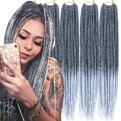 China 100 Silk Box Braids Crochet Hair Extension Ombre Pre Looped Box/Pack Hair Synthetic 20 Braiding Lashes Senegal for sale