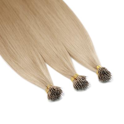 China Wholesale Russian 100% Virgin Hair Cuticle Aligned Double Pulled Bead Ring Hair Nano Keratin Extension for sale