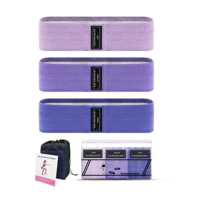 China Gym Training Fitness Grips Purple Cotton Fabric Booty Hip Gradient Resistance Bands Set for sale