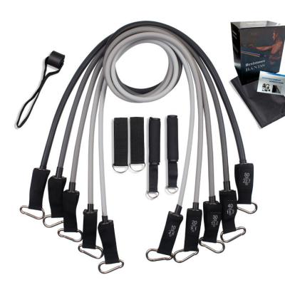 China Portable Home Physical Therapy Gym Gray 17 Pcs Resistance Tubes Set For Slimming Free Weights Set for sale