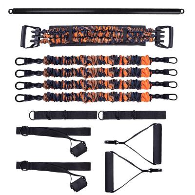 China Bodybuilding Full Body Fitness Weighted Workout Pilates Resistance Band Bar Set for sale