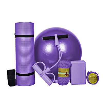 China Multi Functional Pilates Fitness Exercise Yoga Ball Set and Carry Bag 5 Piece Yoga Mat Set for sale