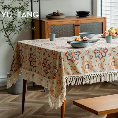 China Decoration Sails Rectangle Place Cloth With Tassels Cotton Table Cloth Cover For Dining Room Living Room Coffee Table Home Decoration for sale