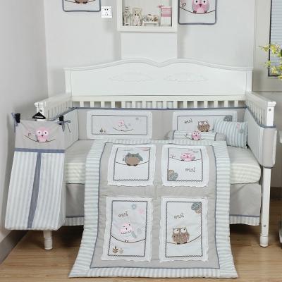 China Folded European Style Owl Baby Bedding Set Bed Sheet Designs Bedding Set 100% Cotton for sale