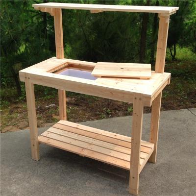 China Eco - Friendly Unfinished / Natural Wood Outdoor Potting Bench , Potting Table for sale