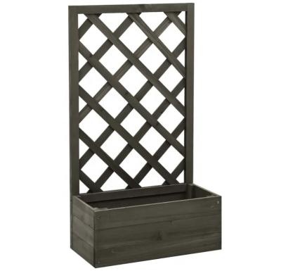 China SenGong CLASSIC Wooden Planting Box with Trellis Lattice Planter-Grey Color for sale