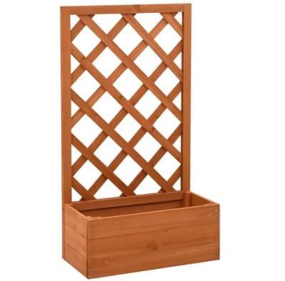 China SenGong CLASSIC Wooden Planting Box With Trellis Trellis Planter Brown Color for sale