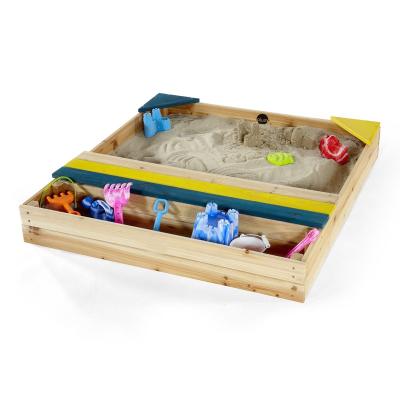 China Eco - Friendly Square Sandbox Wooden Sandpit With Storage for sale