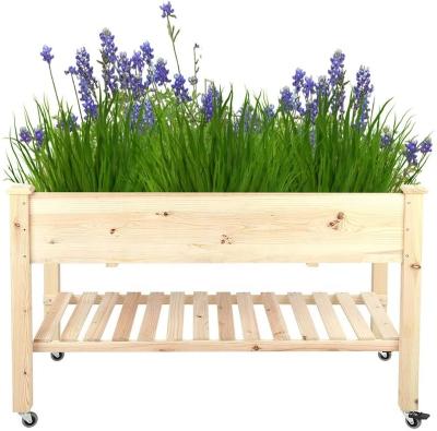 China Modern Outdoor Wood Planter Raised Planter Indoor Plants Wooden Garden Bed For Vegetables for sale