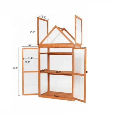 China Easily Assembled Portable Wooden Frame Layers Outdoor Decoration Garden Greenhouse With Bottom Shelf for sale