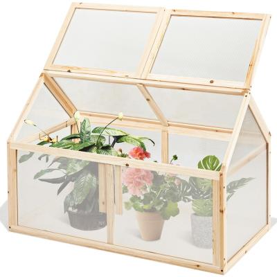 China Easily Assembled Outdoor Garden Furniture Mini Wooden Cold Frame Sun House Garden Greenhouse For Sale for sale