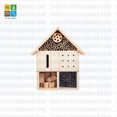 China Sustainable Wooden Insect Hotel And Bee House For Outdoor Hanging for sale