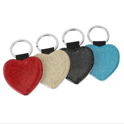 China PU Sublimation Blanks Colorful Heart Fast Shipping PU Keychains Single Side Sublimation Printable for sale