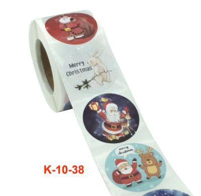 China Custom Sticker Decorative Christmas Stickers Roll Printed 1.5 Inch 500pcs K-10-38 for sale