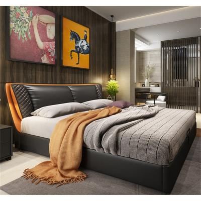 China Factory Custom Modern Italian Synthetic Leather Modern Storage Bed With Storage King Size Single Bed Bedroom for sale