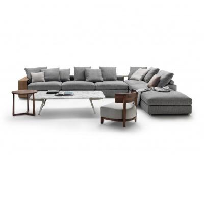 China Gray Beige Sectional Sofa Modern High Quality Italian Style Fabric Luxury Living Room for sale