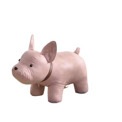 China Good Quality Modern Animal Snitch Solid Wood And Sponge Dog Modeling Wooden Elephant Kid's Cardboard Small Stool for sale