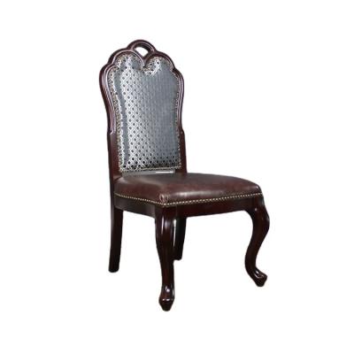 China Other Curve Good Quality Solid Wood American Leather Fabric Dining Chairs Luxury Dining Room Furniture for sale