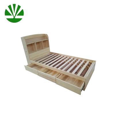 China Simple Elegant Double Bed With Drawers WJZ-B88 D Bed Wall Solid Wood Home Furniture Modern Bedroom Wood for sale