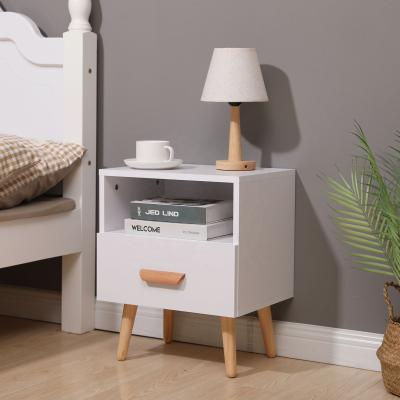 China Easy to clean fashion 1 drawer 2 row wooden modern nightstand specific use bedside cabinets for sale