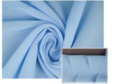 China 100% Polyester Soft Light Blue Chiffon Fabric Breathable For Summer Dress / Pants for sale