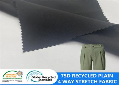 China Tela de secado rápido reciclada el 92% de la tela elástica llana de la manera 75D 4 del poliéster el 8% Spandex en venta