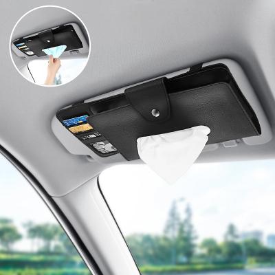 China Stylish PU Leather Tissue Box For Car Auto Car Paper Box Holder Back Seat for sale