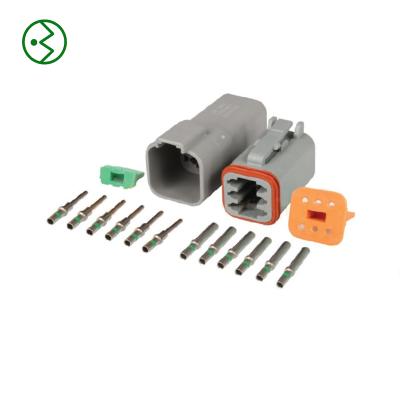 China DT Connector Kit 6 Pin Gray Connector Deutsch Automotive Terminal Soild With Greenband Crimps Contact for sale