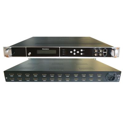 China RF Cable TV Modulator 24 in 1 HD H264 MPEG4 ASI IP IP Encoder DVBC ISDBT ATSC DVB T2 Modulator HPS846IV for sale