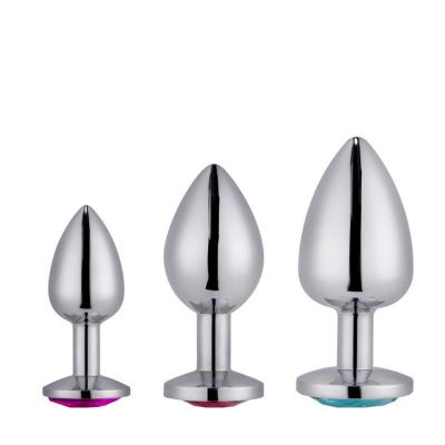 China 3Sizes Diamond Base Luxury Anal Plug Aluminum Alloy Butt Plug Adult Anal Toys for sale